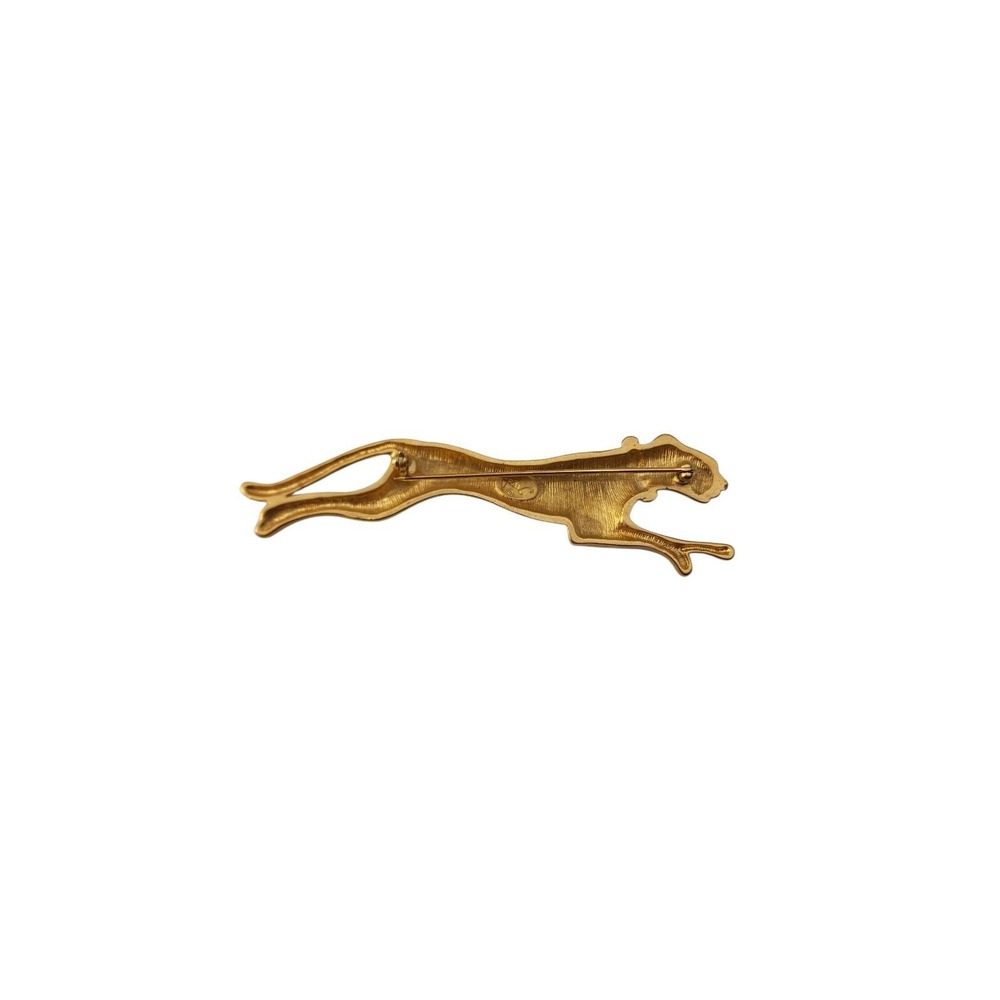 Vintage Signed Jackie‎ Collins Leaping Panther Gold Tone Rhinestone Brooch Pin - Picture 6 of 6